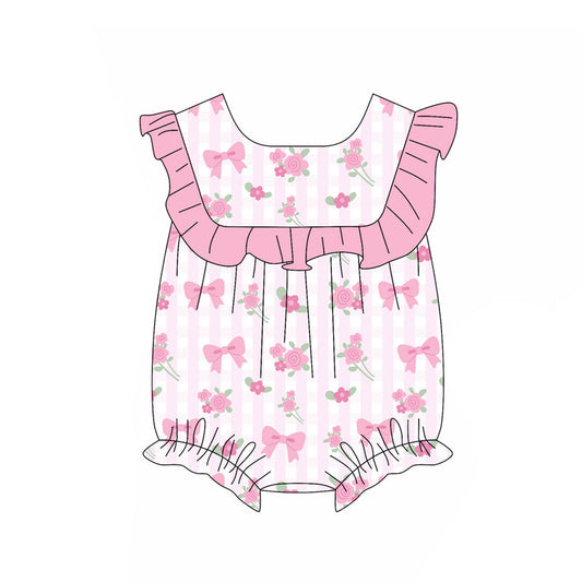 Toddle baby girls pink bow romper wholesale factory price