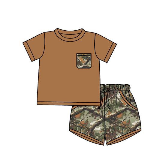 Camo pocket top matching shorts kids summer wholesale factory outfit