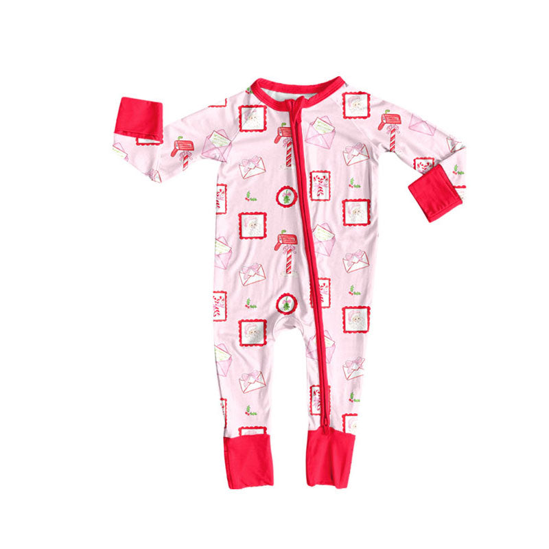 toddle baby Christmas Santa  long sleeve zip romper wholesale factory price