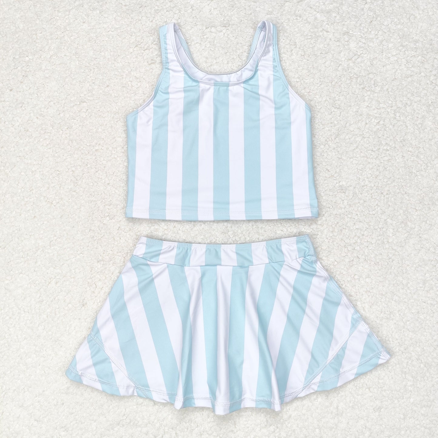 blue stripes baby girls summer skirt outfit