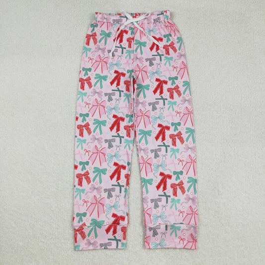 Adult women red green bow Christmas pants