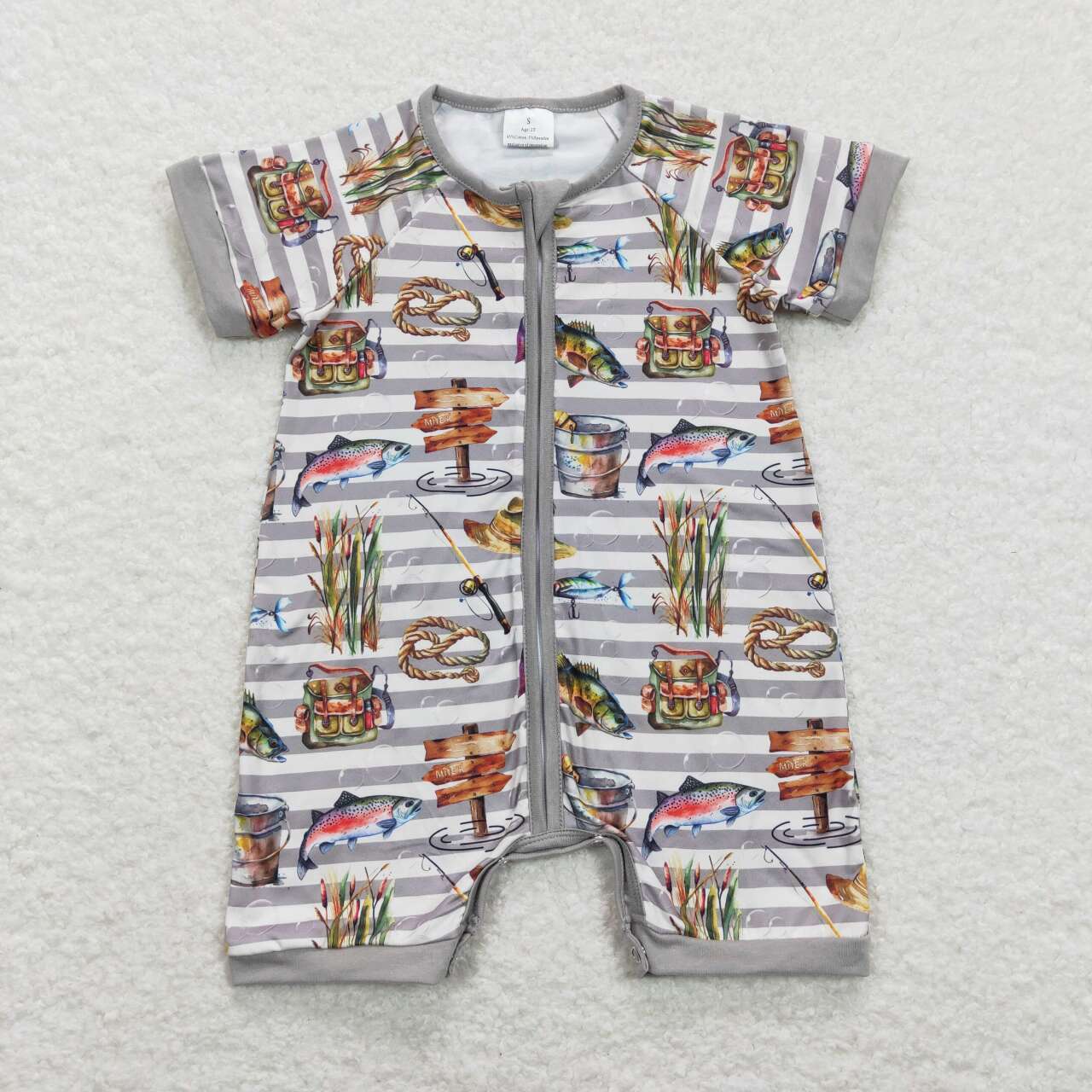 baby boy short sleeve fishing romper