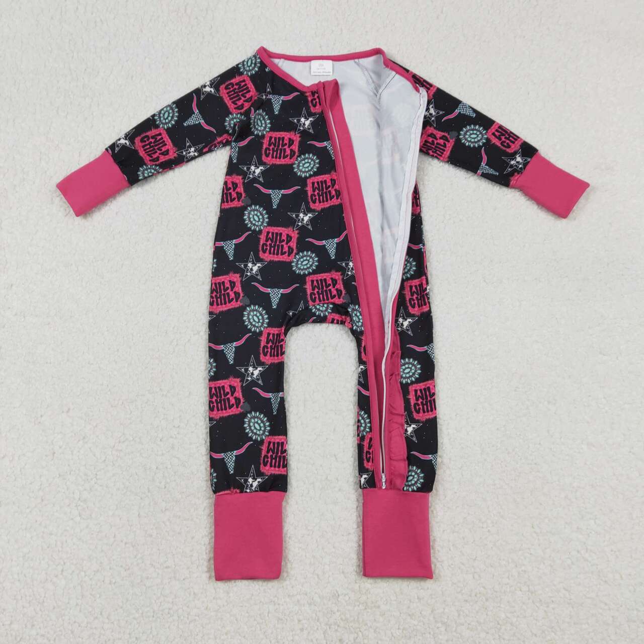 Toddle baby wild child long sleeve zip romper
