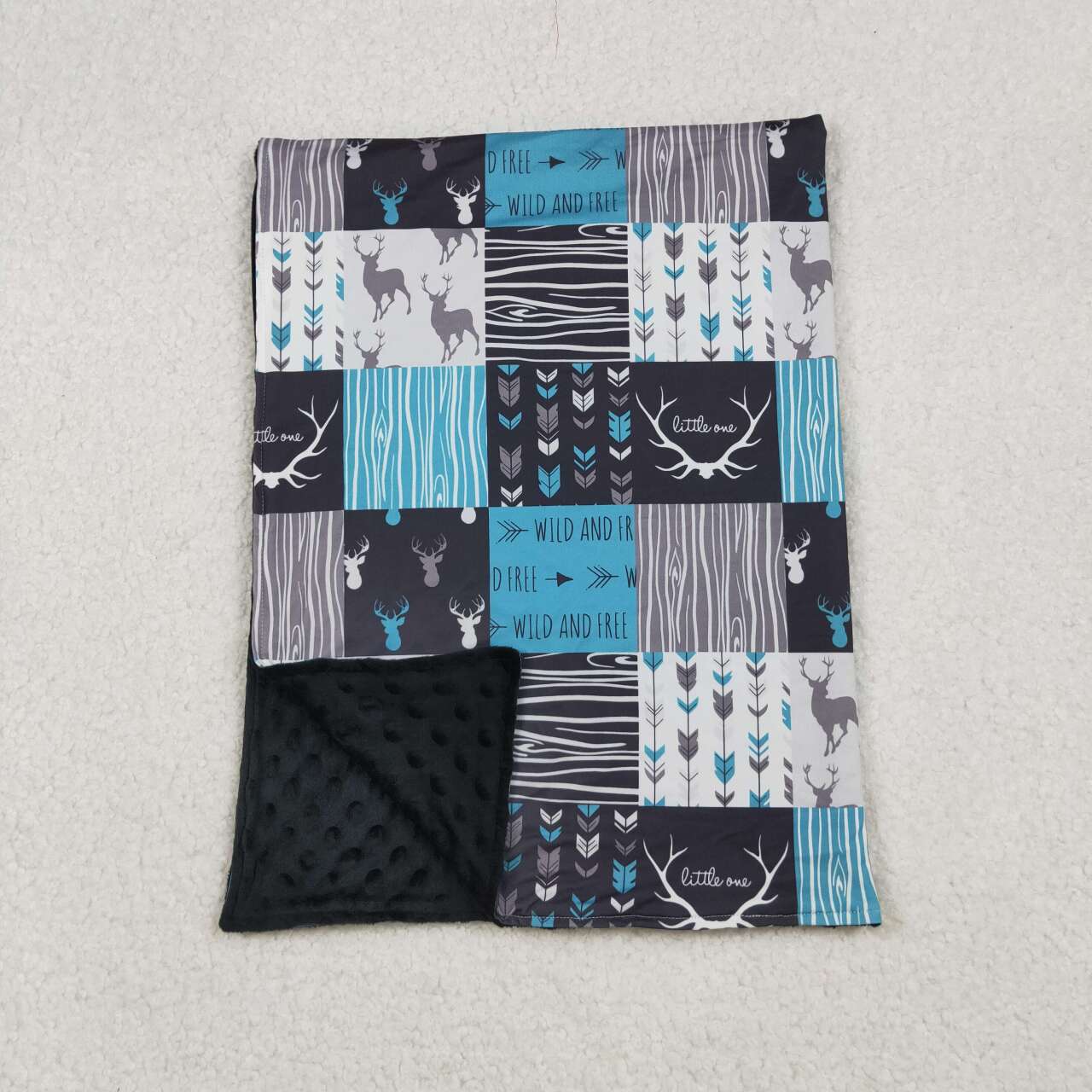 kids reindeer hunting minky blanket