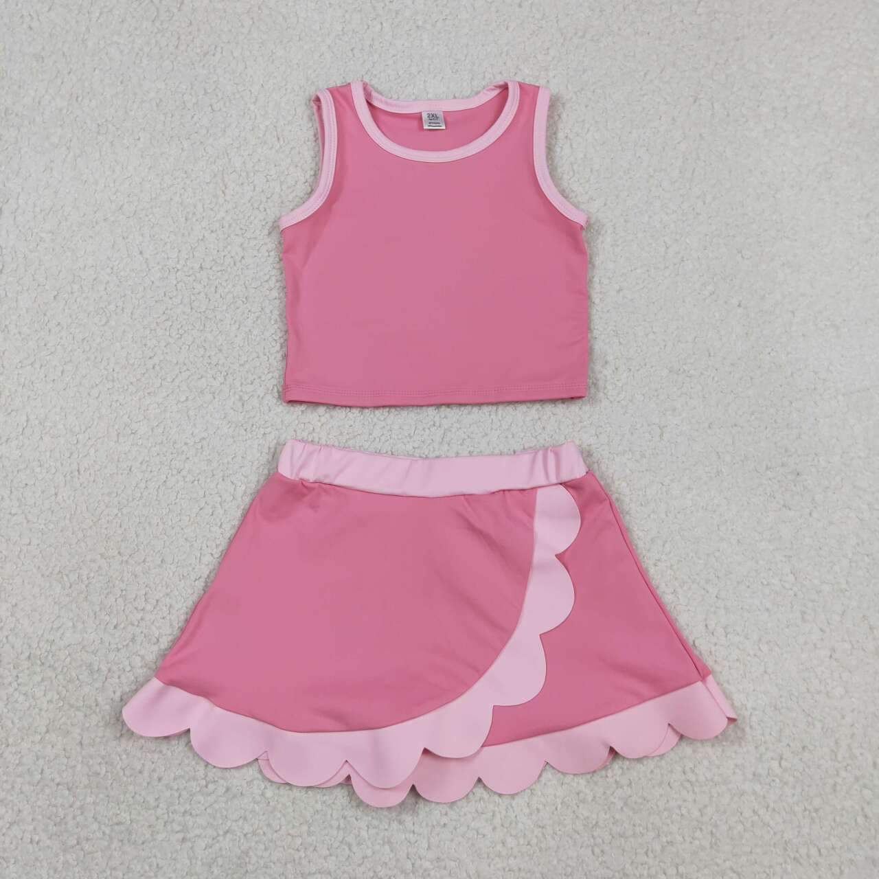 Pink yoga top matching skorts girls summer outfit