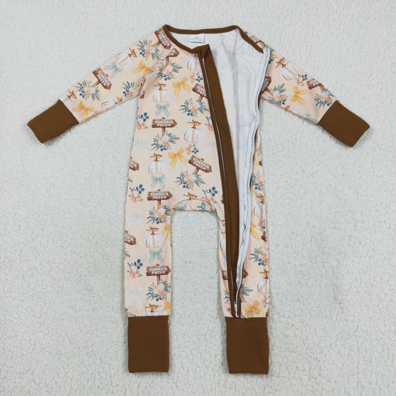 Fall pumpkin infant baby girl long sleeve romper