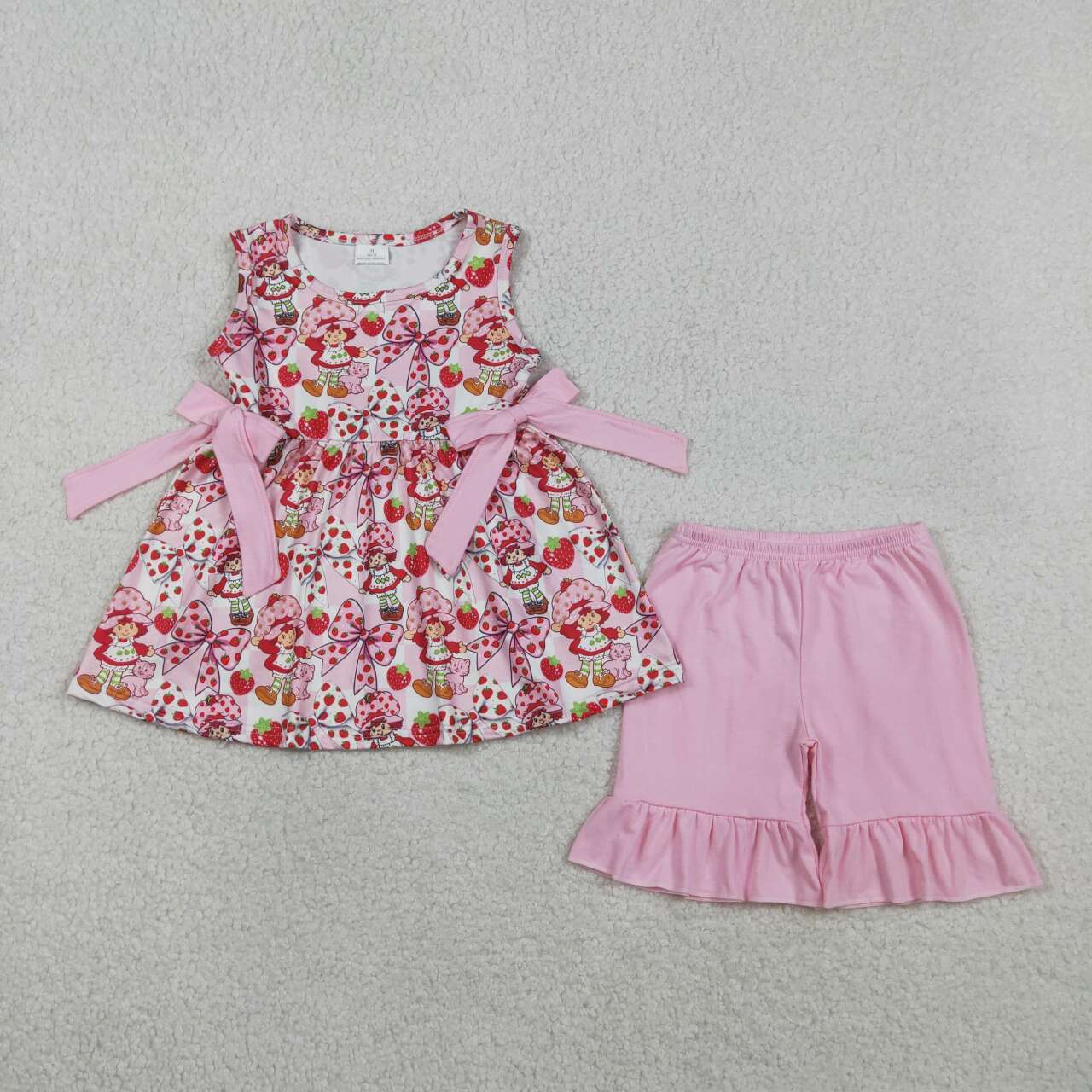 Strawberry girl top matching shorts girls summer outfit
