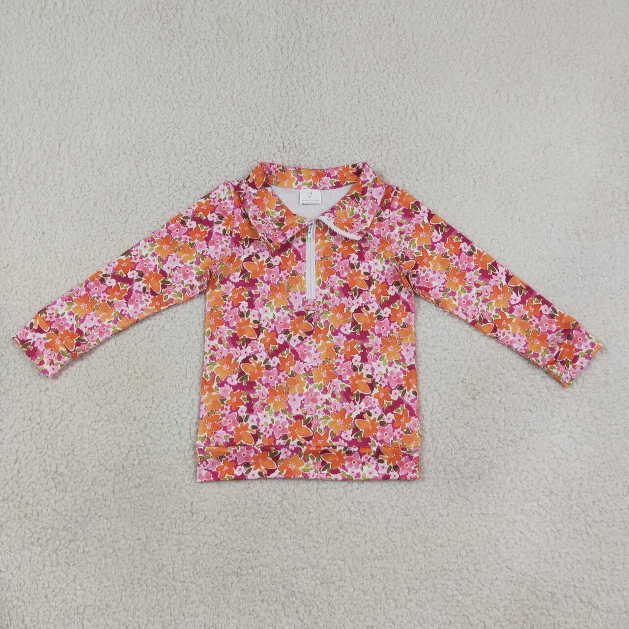 Flowers print kids girl long sleeve pullover top