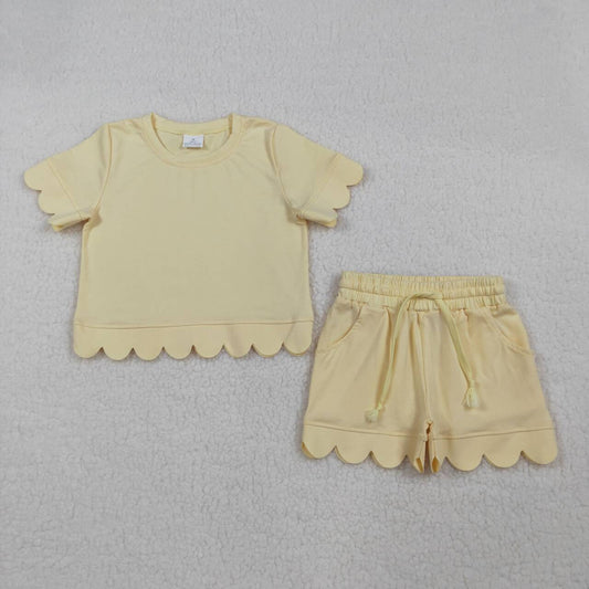 Yellow color toddle baby girls summer outfit