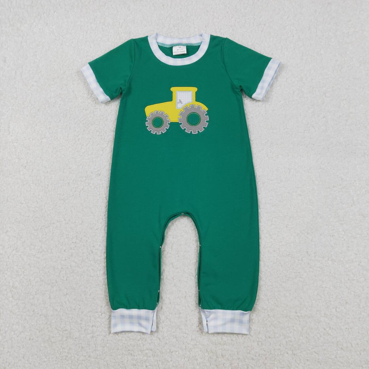 Toddle baby embroidery tractor short sleeve romper