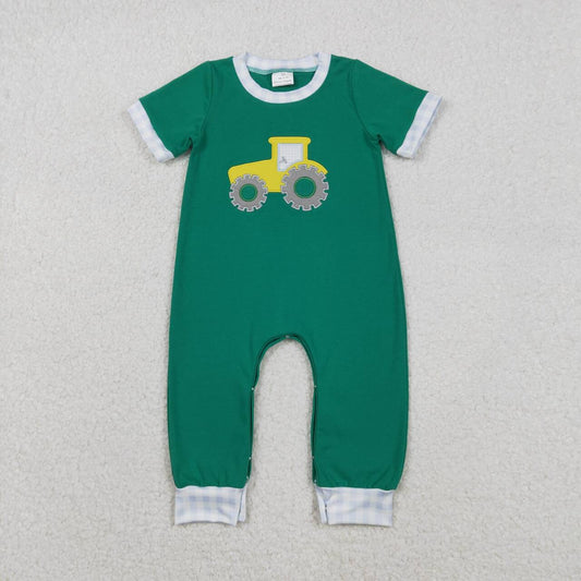 Toddle baby embroidery tractor short sleeve romper