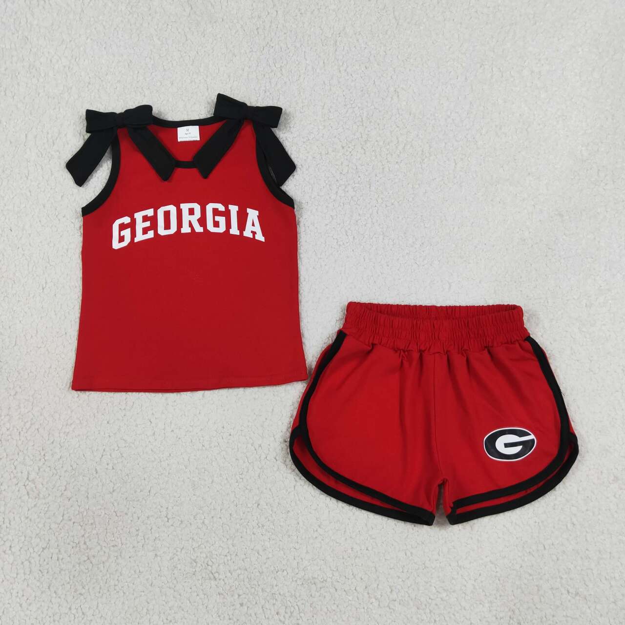 Georgia team design cotton vinyl top matching shorts girls summer outfit