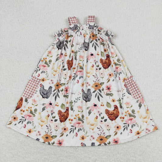floral animal chicken pocket dress