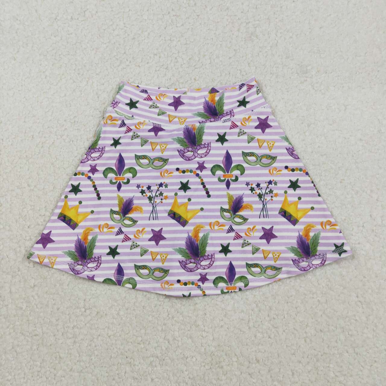 baby girl Mardi Gras mask print skirt shorts
