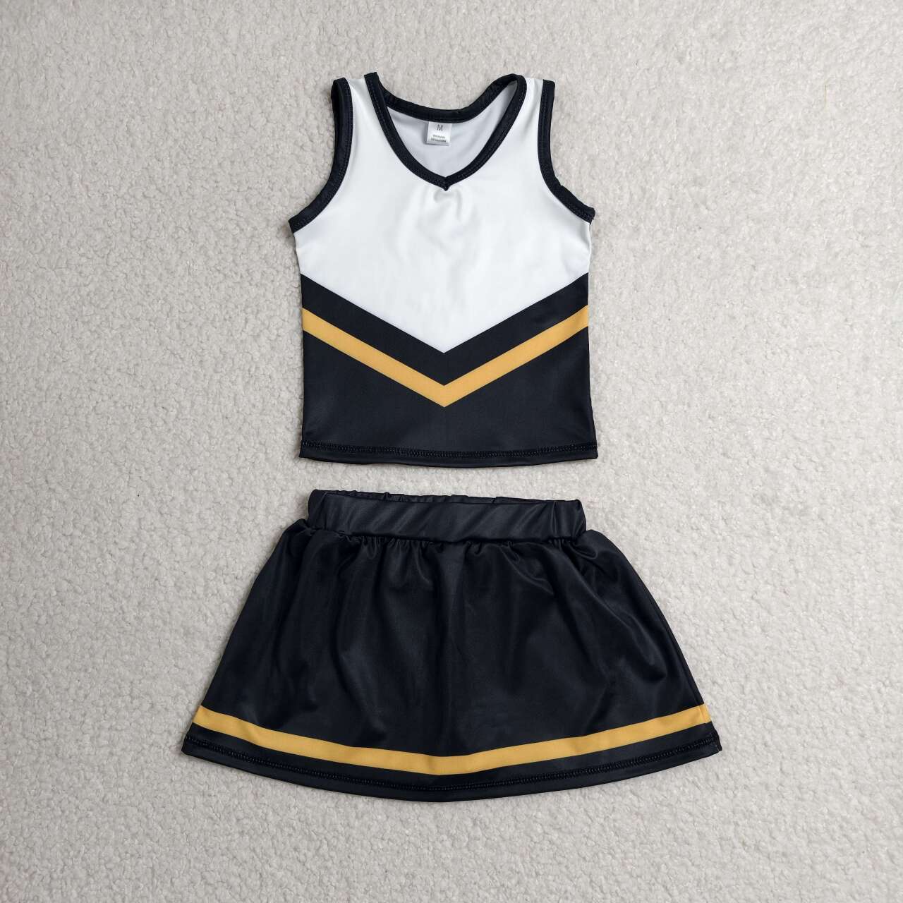Black golden top matching skorts girls summer yoga outfit