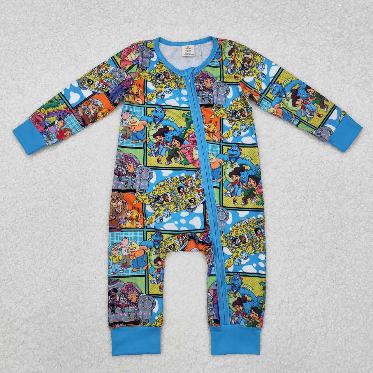 Infant baby boy lion animal cartoon print long sleeve bamboo zip romper