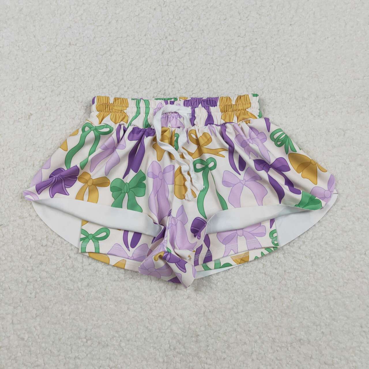 Toddle baby Mardi Gras bow summer shorts