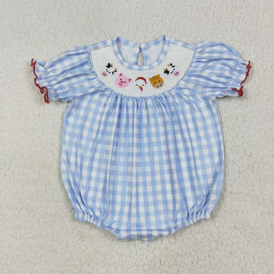 Farm animal toddle girls smocked romper