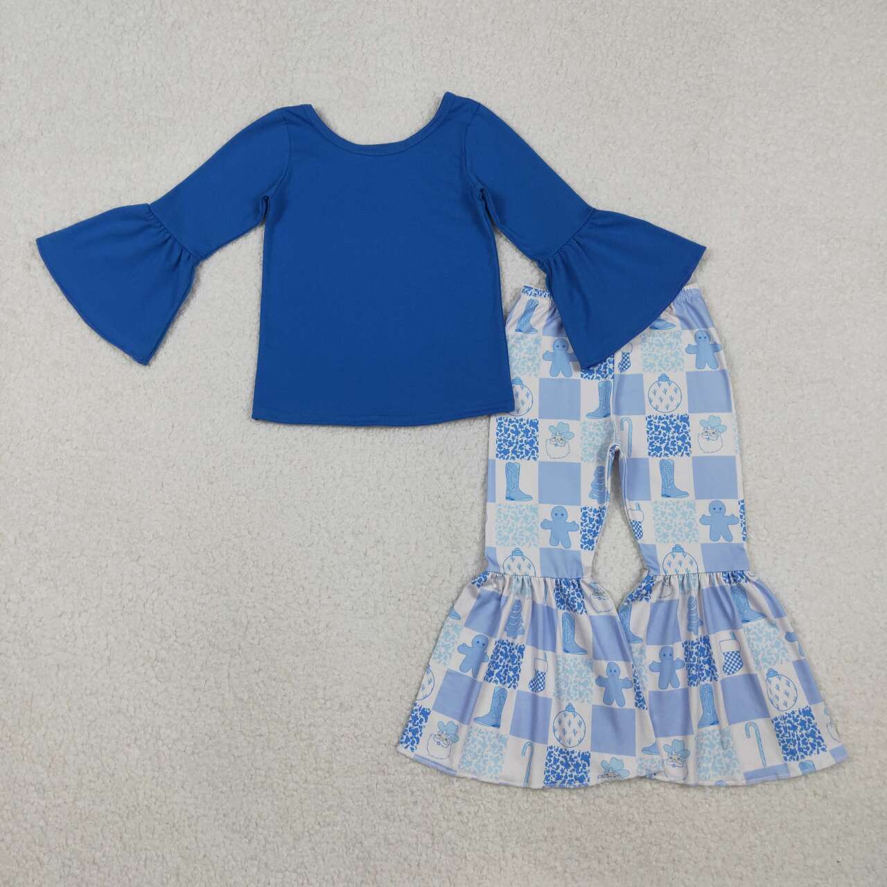 Girls blue top christmas design pants outfit