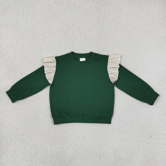 Green color girls long sleeve spring fall top