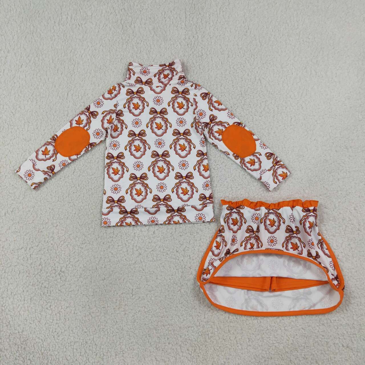 Leaves long sleeve pullover top matching skorts girls outfit