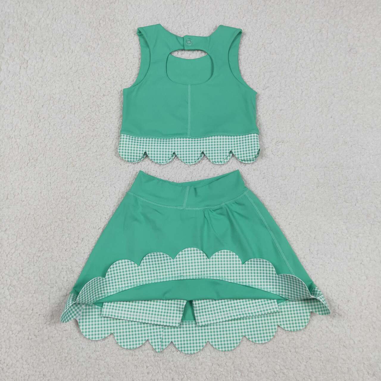 Green tank top matching skirt girls summer active wear yoga outfit