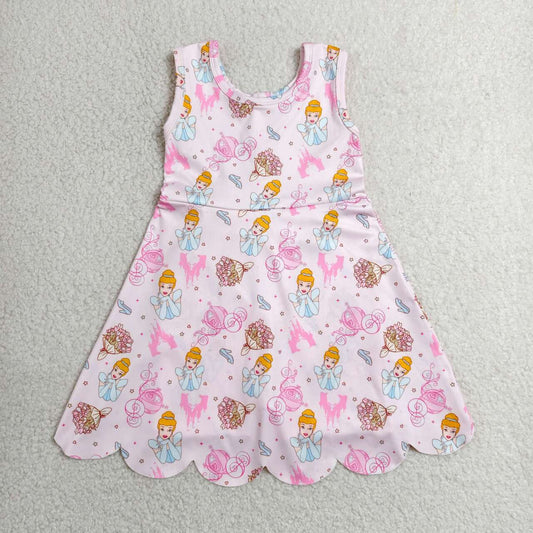Princess print girls summer yoga dress