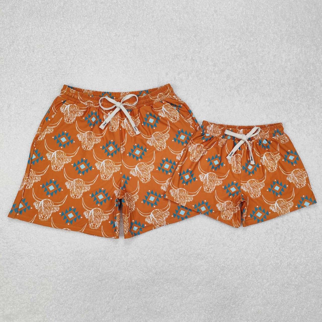 Adult kids western highland cow swimwear boy swim trunks