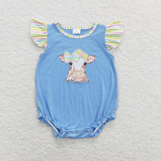 toddle baby boy embroidery farm cow romper