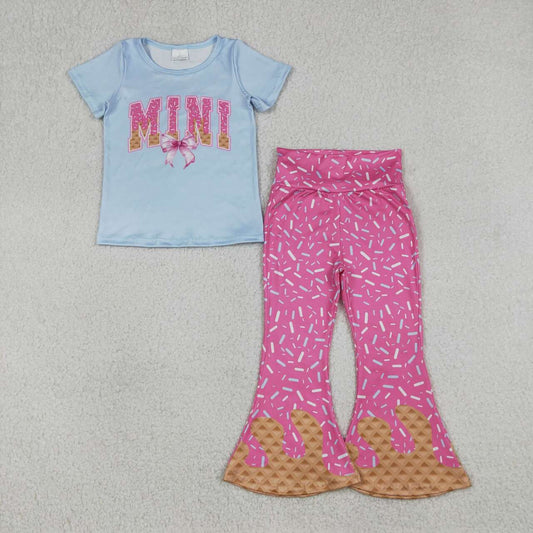 Blue mini top sprinkle pants girls style outfit