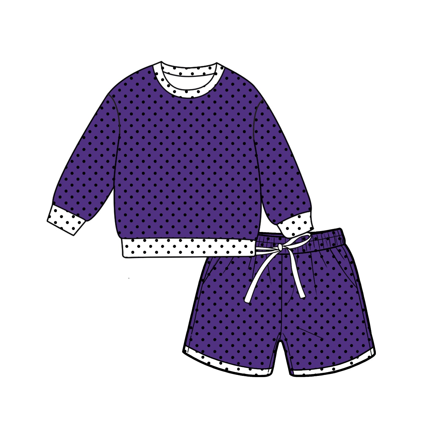 Custom design polka dots top matching shorts girl summer outfit wholesale factory price