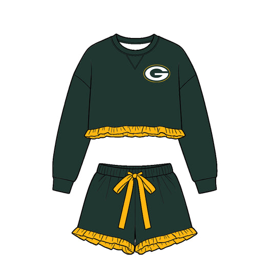 Custom team top matching shorts kids outfit wholesale factory price
