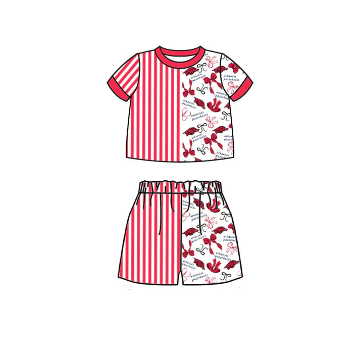 Custom team top matching shorts girl summer outfit