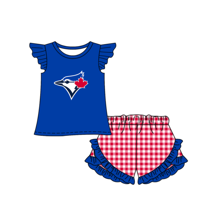 Custom team Toronto Blue Jays top matching shorts girl summer outfit
