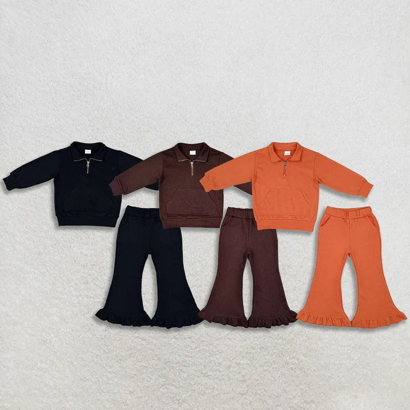 Black long sleeve sweatshirt top matching pants girls sweatshirt outfit