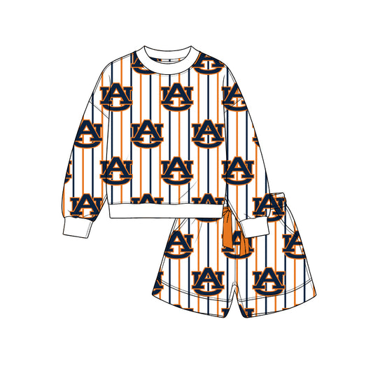 Custom auburn team top matching shorts girl summer outfit wholesale factory price