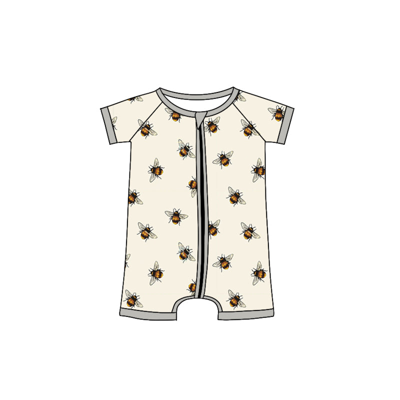wholesale bee keeper short sleeve zip romper