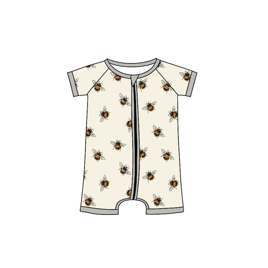 wholesale bee keeper short sleeve zip romper