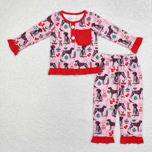 baby girl clothes christmas dog print bamboo outfit