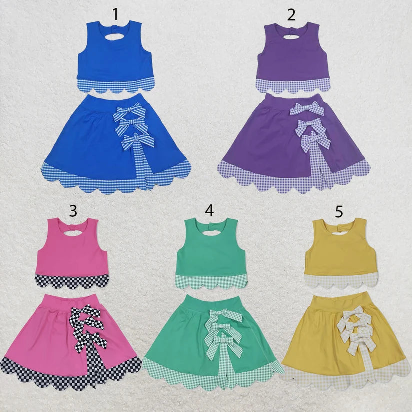 Green tank top matching skirt girls summer active wear yoga outfit