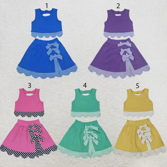 Green tank top matching skirt girls summer active wear yoga outfit
