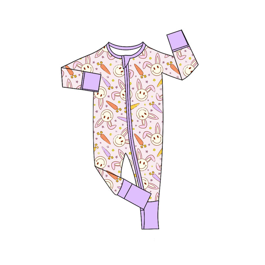 Easter bunny design kids long sleeve boutique romper