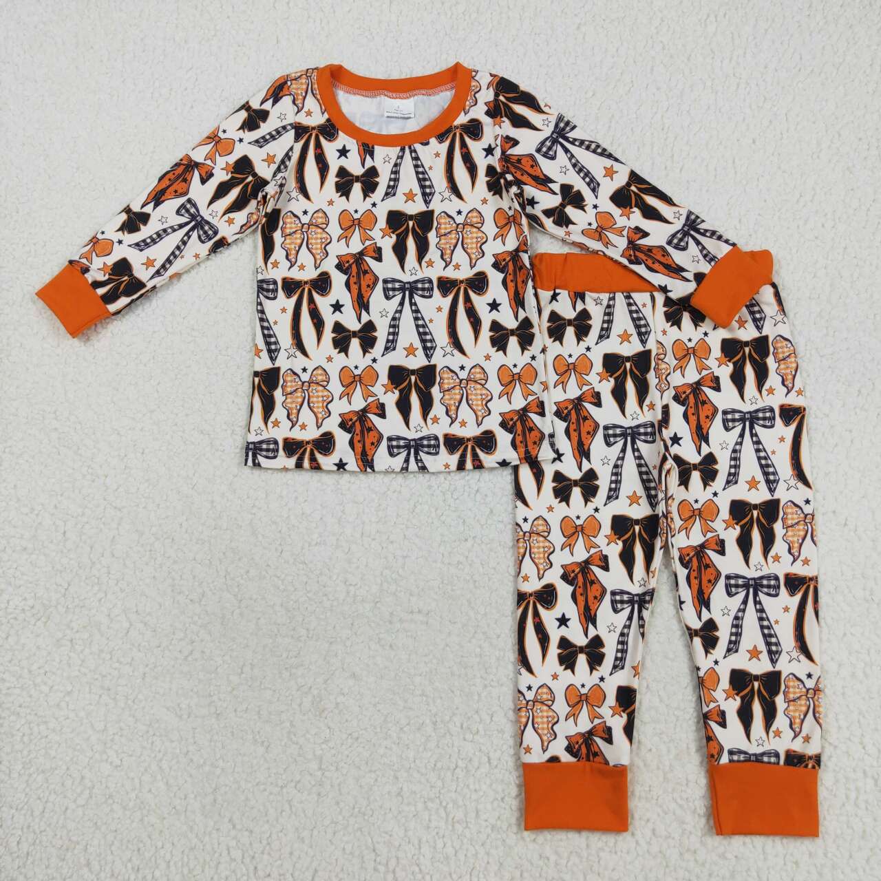 Halloween bow girls long sleeve pajama set outfit