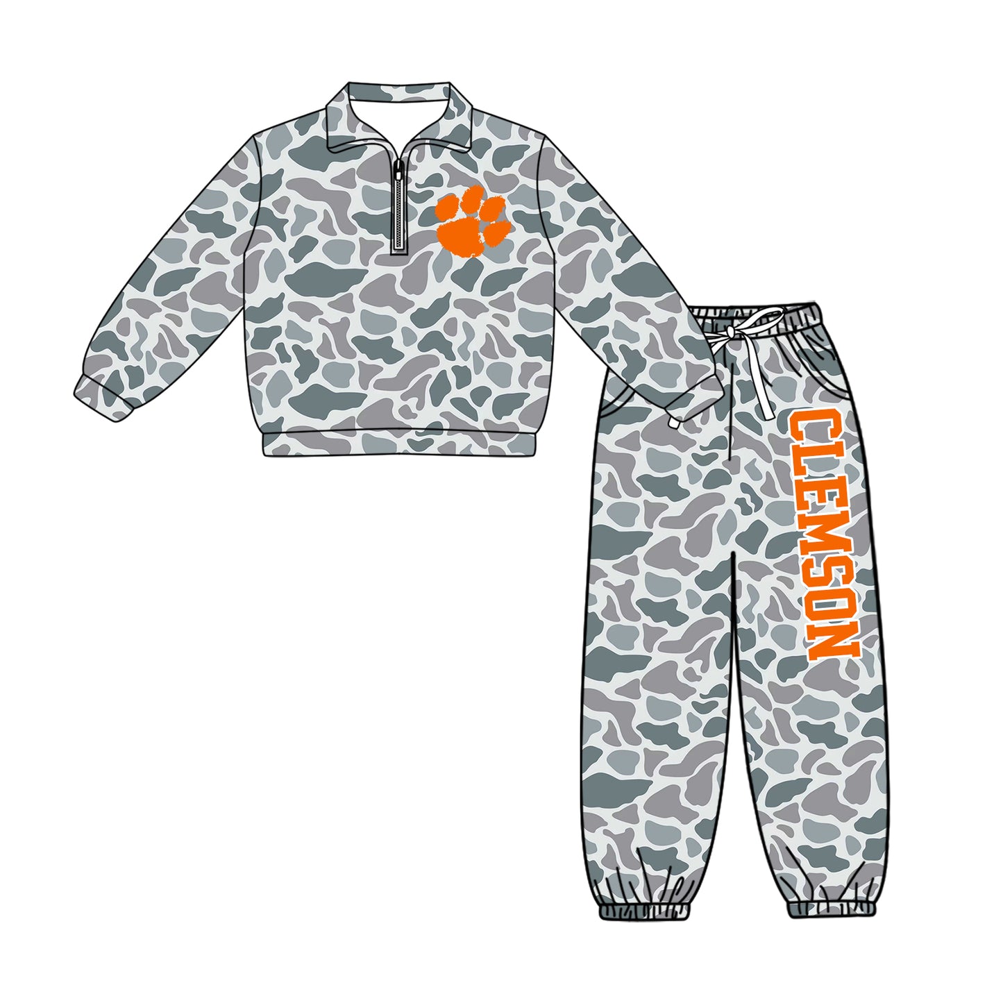 Toddle kids custom Clemson team design long sleeve outfit