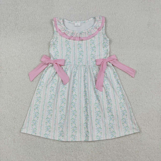 Blue pink floral toddle girls summer dress