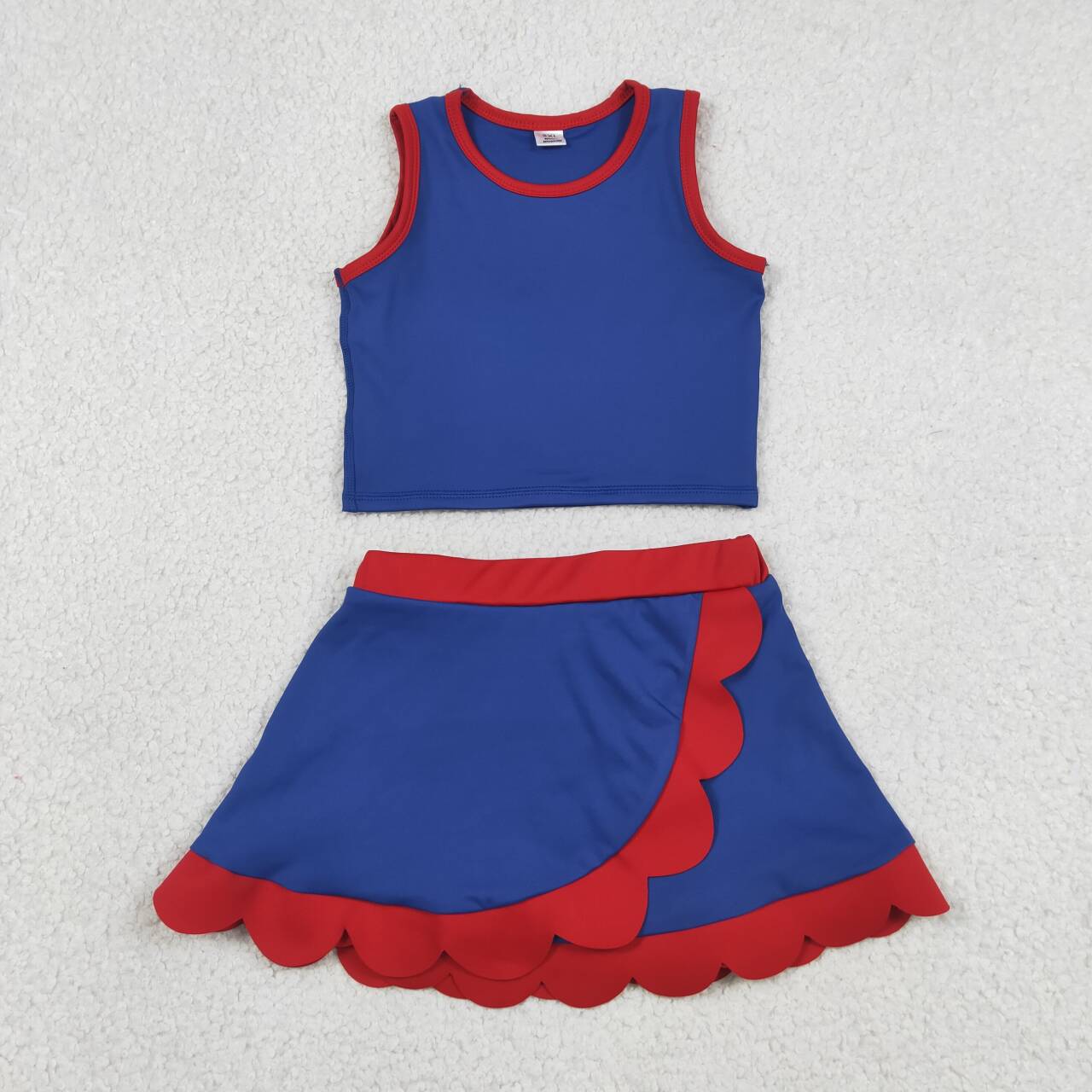 Girls summer navy yoga tank top matching skorts outfit