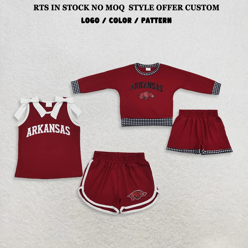 ARKANSAS long sleeve pullover vinyl top matching shorts girls outfit