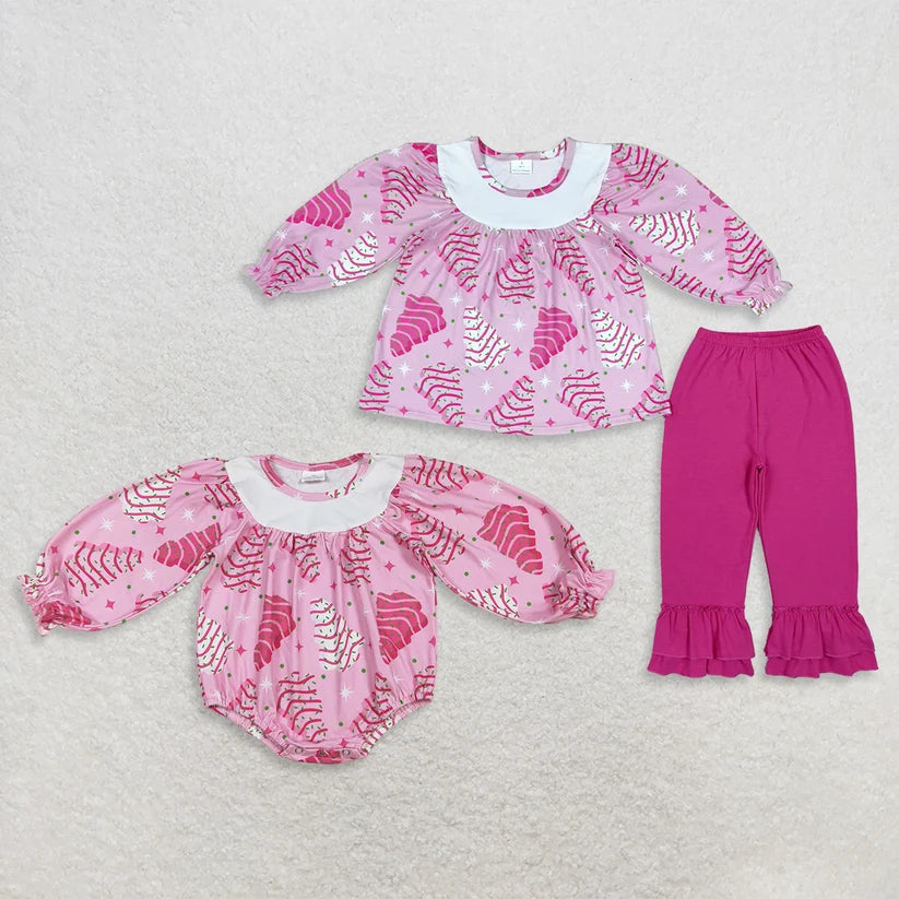Toddle girls Christmas tree tunic top matching pants fall winter clothes