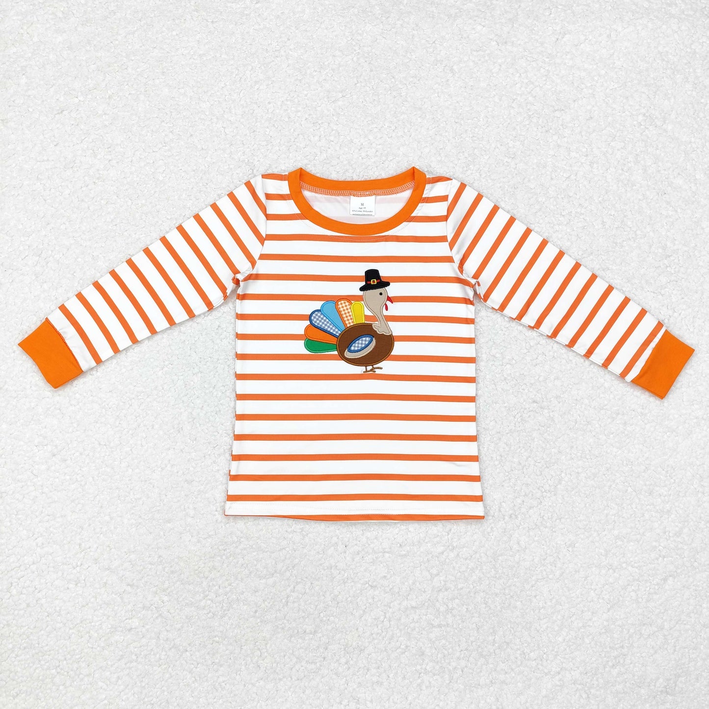 Sister brother embroidery Thanksgiving turkey orange stripes tunic top matching pants boutique fall winter clothes