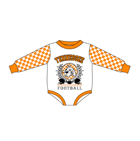 baby girl orange team design romper